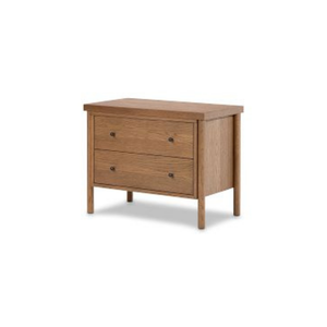 Modern Nightstand with 2 <b>Drawers</b> Made of Solid Mahogany Wood High Quality Natural Finish for Apartment & Hotel Bedroom Use - Product Image 2