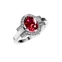 Bague élégante classique en or 14K 18K avec pierre précieuse rubis taille ovale 1,5 carat, diamants naturels sertis à griffes, certifiée IGI, pour mariages et fêtes