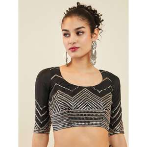 Sparkle Black Sequins Art Seda Cóctel Desgaste Lehenga Choli - Product Image 5