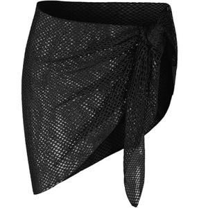 Coverups for Women Beach Vacation Fishnet See Thru Tie Side <b>Bathing</b> Suit Cover Up Mini Skirt - Product Image 1