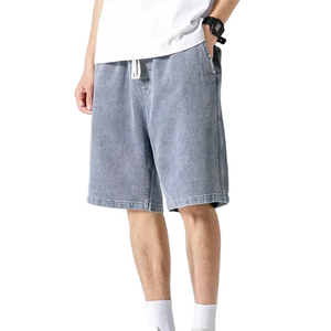 กางเกงยีนส์ขาสั้นผู้ชายทรงลำลองแบบมีเชือกผูก เอวกลาง สีซีดสไตล์วินเทจ คุณภาพสูง เหมาะสำหรับฤดูร้อน ทำจากผ้าฝ้าย - Product Image 3