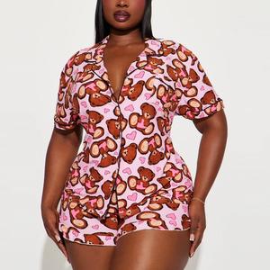 Nouveauté : Ensemble de pyjama pour femmes de haute qualité, style moderne, confortable, imprimé, manches courtes et pantalon court, ensemble 2 pièces - Product Image 5