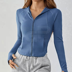 Chaqueta de yoga para mujer, suave al tacto, ligera, de manga larga, tela transpirable, con cremallera completa, para fitness. - Product Image 2