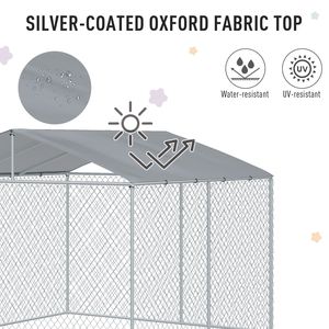 Grande Gabbia per Cani in Metallo Resistente alle Intemperie con Pareti Laterali in Rete e Copertura - Recinto Nero per Uso Esterno - Product Image 5