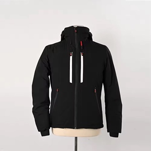 High Quality Men's Black <b>Quilted</b> Puffer Jacket Warm Feather Polyester Filling Plus Size Button Print Decoration Breathable - Product Image 1