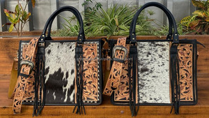 กระเป๋าถือหนังแท้คุณภาพสูง ขนาดใหญ่ ลายดอกไม้ สไตล์ตะวันตก สำหรับผู้หญิง พร้อมช่องซ่อนปืน สะพายข้างหรือถือได้ - Product Image 3