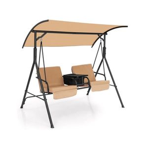 Sedia a Dondolo da Veranda a 2 Posti con Vassoio Girevole a 360 Gradi e Pratico Vano Portaoggetti per Uso Esterno - Product Image 2
