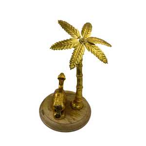 Jaffs Exports Golden Palm Tree Turtle Figurine Aluminium Eco-Friendly Durable Modern Design Tabletop Decor Bohemian Sculpture - Product Image 3