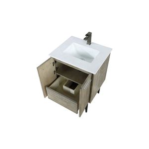 Vanità da bagno rustica In Acacia 24 In. W X 20 In. D Set di rubinetti in metallo per pistola in marmo coltivato da 20 pollici, Top in marmo coltivato, Vaniti - Product Image 5