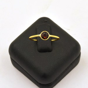New Arrival Garnet Checker Cut Gemstone 7mm Round Bezel Setting Brass <b>Ring</b> For Womens Handmade Fashionable Jewelry Suppliers - Product Image 5