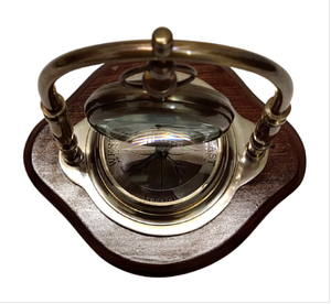 Antique Brass Hanging <b>Table</b> <b>Clock</b> with Wooden Compass Base Silent Vintage Desk <b>Clock</b> Decorative Brass Gift Item - Product Image 5