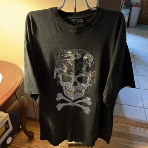 Men's & Women's Lucky Mouse <b>Rhinestone</b> T-Shirt 2026 Deep Black Regular Fit Red Yellow Silver Sparkle Crystal Streetwear <b>Top</b> - Product Image 1