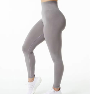 Leggings sans couture de haute qualité pour femmes, pour la course à pied, la remise en forme, la gym, le yoga - Pantalon en spandex/nylon à motif uni - Product Image 2