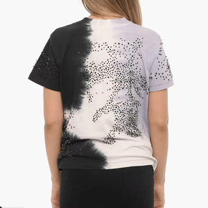 Women's Plus Size <b>Tie</b> Dye Rhinestone T Shirt Crew <b>Neck</b> Short Sleeve Regular Fit Summer Tee - Product Image 2