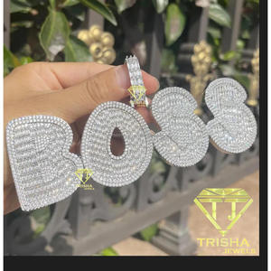 Moissanite Diamond Custom Letter Necklace <b>Iced</b> Out Hip Hop Pendant Gold <b>Chain</b> Luxury Jewelry Gift - Product Image 5