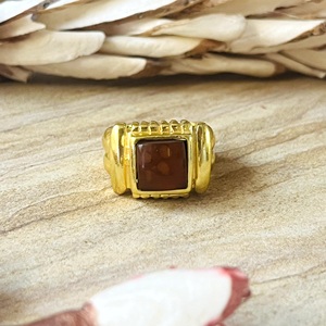 Hot Arrival Silver Eye Boho Geometric <b>Black</b> Onyx <b>Ring</b> Brass Jewelry <b>Men</b> 18k Gold Plated Chunky Signet Third Party Certified - Product Image 1
