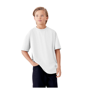 T-shirt blanc à col rond et manches courtes pour homme, 100 % coton, coupe classique, couleur unie, tricot jersey, décontracté - Product Image 1