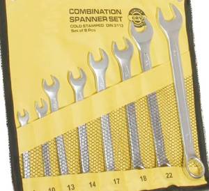 Industrial Grade 8PCS CR-V Combination <b>Spanner</b> Set with Portable Roll-Up <b>Tool</b> Bag 8PCS Metric Combination Wrench Set Chrome - Product Image 2
