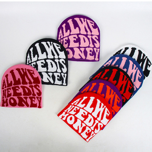 Unisex Wholesale Jacquard Beanie <b>Hats</b> All-Over Print <b>Winter</b> Warm Knitted 100% Acrylic Cuffless Beanie Custom Logo high quality - Product Image 4
