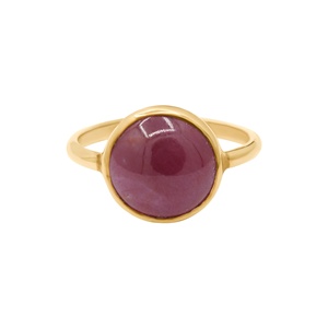 Wholesale 14K Solid Yellow Gold Natural Round Ruby Cabochon Bezel Set Ring Fine Jewelry Memoria Jewels - Product Image 1