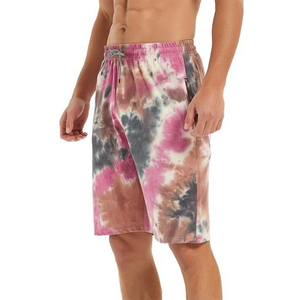 Wholesale Solid Eco-Friendly Tie Dye Mid Waist Front Logo <b>Bermuda</b> <b>Shorts</b> <b>Men</b> Relaxed Fit Drawstring Street Style Summer Fashion - Product Image 2