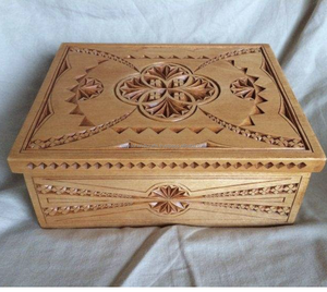 Natural <b>Wooden</b> Hand Carved Storage and Jewelry Box Sustainable Square - Product Image 5