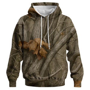 Sweat-shirt unisexe décontracté camouflage à capuche, coupe oversize, manches longues, en coton lourd et polyester, style streetwear, mélange de coton basique - Product Image 1