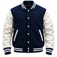 Blouson universitaire d'hiver pour homme en cuir véritable, style bomber, avec doublure matelassée tendance et patchs chenille personnalisés