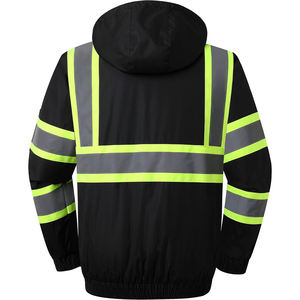 Veste de travail imperméable haute visibilité, veste de sécurité réfléchissante pour l'extérieur, vêtement de travail industriel noir fluorescent - Product Image 4