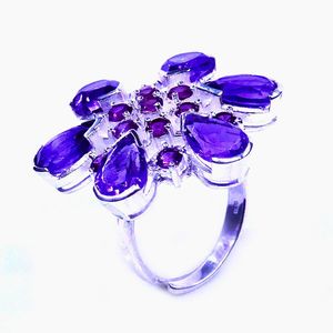 Wedding Wear 925 Sterling <b>Silver</b> Amethyst <b>Garnet</b> Gemstone <b>Silver</b> Plated Jewelry Women Wear Fashionable Classic <b>Ring</b> - Product Image 1