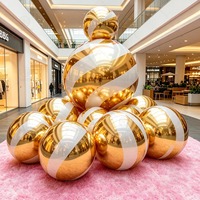 Boule miroir gonflable en forme de canne à sucre de Noël, grand ballon miroir brillant en PVC réfléchissant, accessoire photo pour événements commerciaux et décoration