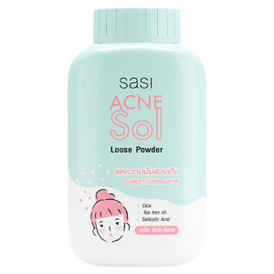 แป้งฝุ่น SASI Acne Sol 50 กรัม ควบคุมความมัน เนื้อแมทท์ ผสมสารสกัดจากซิก้า ทีทรีออยล์ และกรดซาลิไซลิก สำหรับผิวมัน/ผิวเป็นสิวง่าย - Product Image 1