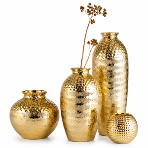 Luxury Textured Metal Floor Vase Modern Gold Silver Handmade Anti-Slip Base Home Office Centerpiece Accent Art - Product Image 5