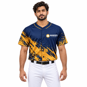 Maillot de baseball personnalisé pour hommes et femmes, uniforme de sport à manches courtes boutonnées, nom, numéro et logo personnalisés, vente en gros de vêtements d'équipe - Product Image 3