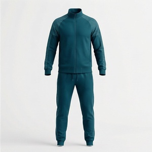 Chándal Deportivo para Hombre, Color Verde Azulado, con Diseño Geométrico, Cierre Completo, Transpirable, de Poliéster, para Otoño, Corte Regular, con Bolsillos Laterales - Product Image 1