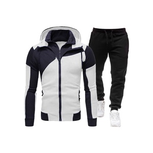 Conjunto de chándal con capucha y cremallera para hombre, ropa deportiva masculina de chándal a la moda, con diseño de cuadros de colores - Product Image 4