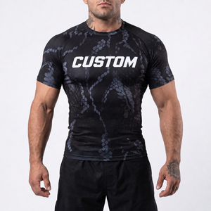 Camiseta Deportiva Personalizada para Hombre, Camuflaje, Manga Corta, Sublimada, Sin Gi, para Grappling, Jiu Jitsu, Corte Ajustado, Secado Rápido, Cuello Redondo - Product Image 5