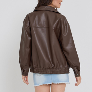 Chaqueta de cuero para mujer con forro que absorbe la humedad, para uso en exteriores, abrigo de cuero genuino, interior transpirable, cómodo de usar. - Product Image 2