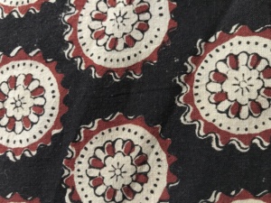 Black <b>Red</b> Hand Block Printed Cotton Fabric – Floral Medallion Motif Indian Cotton for Dresses & Apparel - Product Image 2