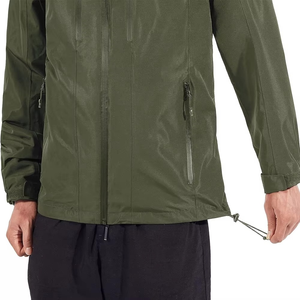 Chaqueta Impermeable con Capucha para Hombre, Verde Oliva, Poliéster, Informal, para Otoño, Uso en Exteriores, Cierre de Cremallera, Corte Regular - Product Image 6
