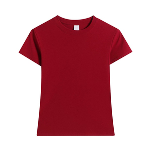 T-shirt pour femme de haute qualité, personnalisable, col rond, manches courtes, extensible, en coton et élasthanne, respirant - Product Image 4