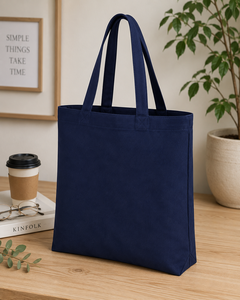 Bolsa de Mano de Lona Azul Marino, Color Sólido, Estilo Minimalista, Bolsa de Compras para Todas las Temporadas - Product Image 6