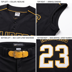 Maillot de baseball sans manches personnalisé en polyester sublimé à 100 %, entièrement boutonné, pour homme adulte, uniforme d'équipe de softball amateur, anti-humidité - Product Image 3