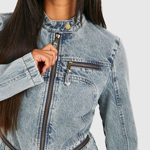 Shorts en jean délavé taille haute pour femme, longueur genou, respirants, grandes tailles, avec logo personnalisé imprimé, nouveau style - Product Image 5