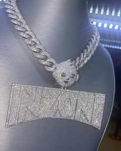 Collar con Colgante de Cruz de Moissanita de Lujo de 38 Quilates, Chapado en Oro Blanco VVS, Cadena de Estilo Hip Hop - Product Image 1