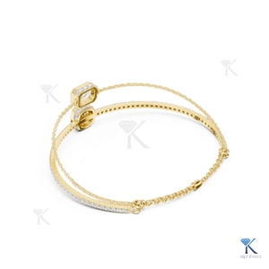 Lab Grown Diamond Dual Layer Tennis Chain <b>Bracelet</b> 14K 18K <b>Solid</b> Gold Fine Unisex Luxury Layered Jewelry Gift Party - Product Image 6