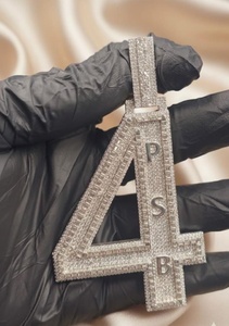 Colgante de Lujo con Letra y Número, con Incrustaciones de Moissanita, Plata de Ley 925, Chapado en Oro de 18K, Estilo Hip Hop, Unisex - Product Image 6
