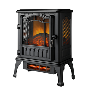 Stufa elettrica con fiamma 3D realistica, 2 impostazioni di calore, colore nero - Product Image 1