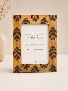 Marco de fotos de madera de mango con diseño de hoja, 5x7, dorado, para exhibición en mesa, decoración, regalo para boda, decoración del hogar - Product Image 3