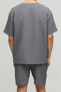 Conjunto de Camiseta y Pantalones Cortos para Hombre, Otoño, Diseño Moderno con Estampado de Leopardo, Fibra de Bambú, Secado Rápido, Anti-Pilling, Ropa Casual - Product Image 2